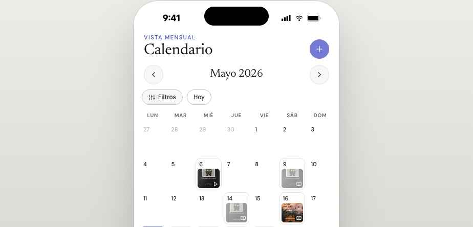 Calendario mensual de Readendar con metas de lectura