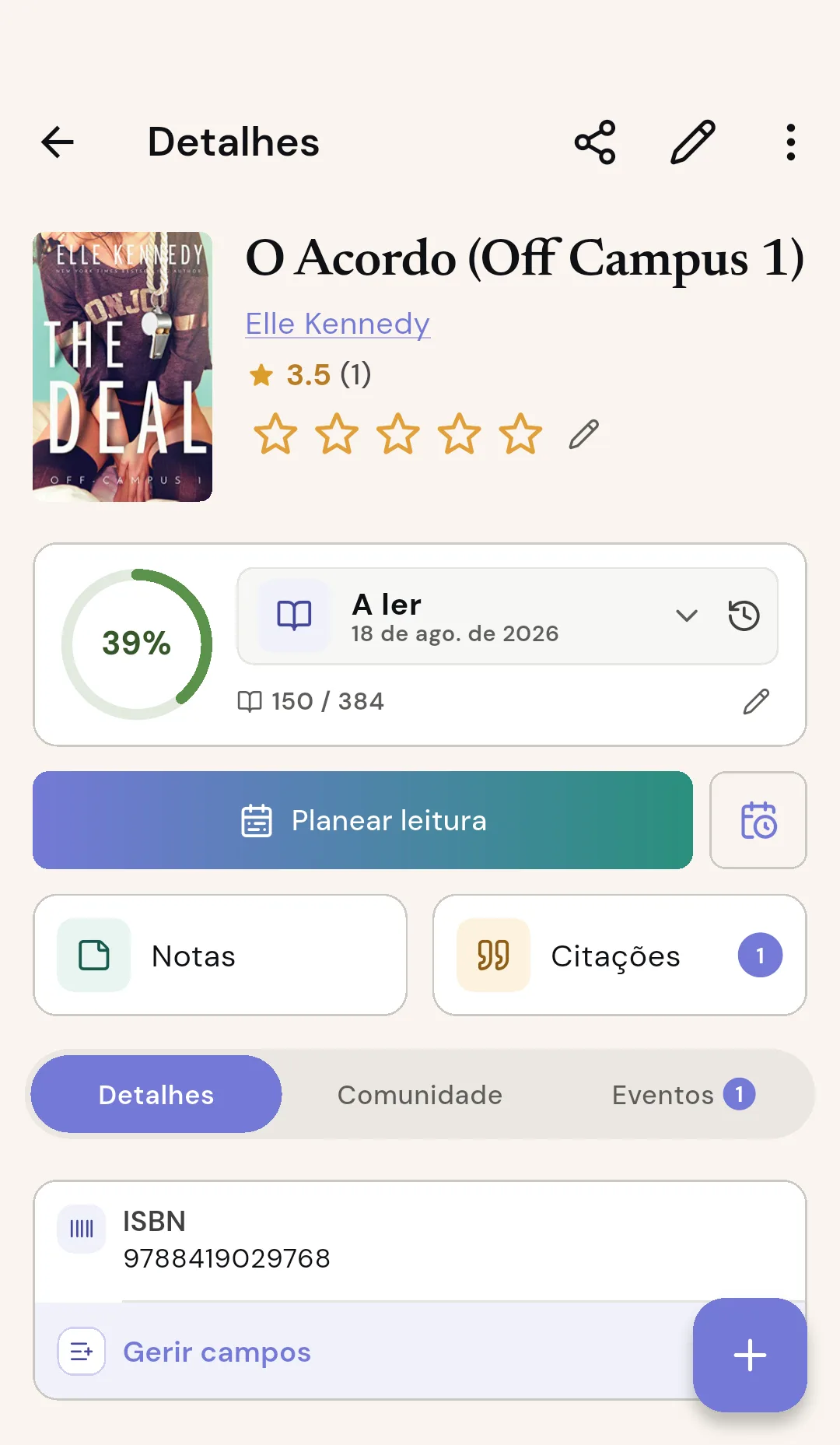 Planejador de leitura distribuindo marcos pelo calendário